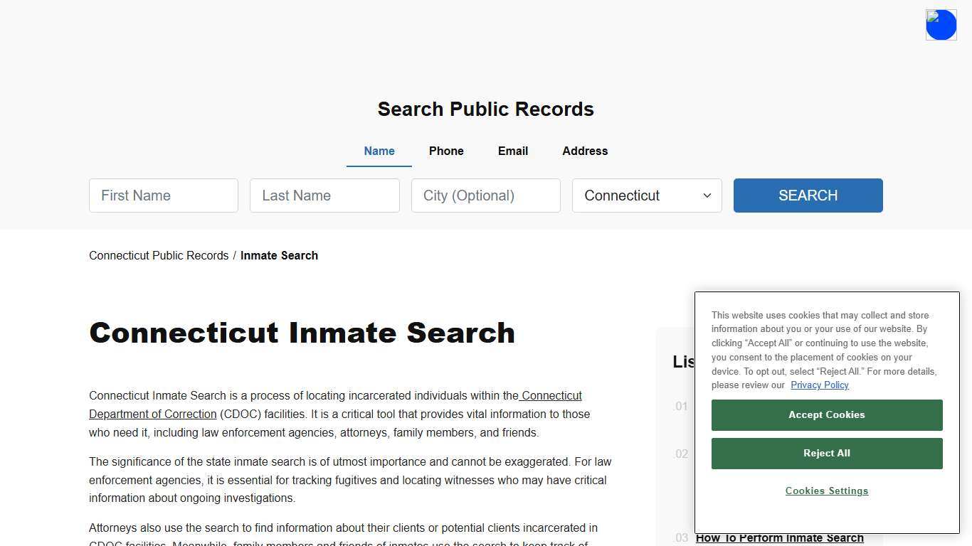 Connecticut Inmate Search and Jail Records Online