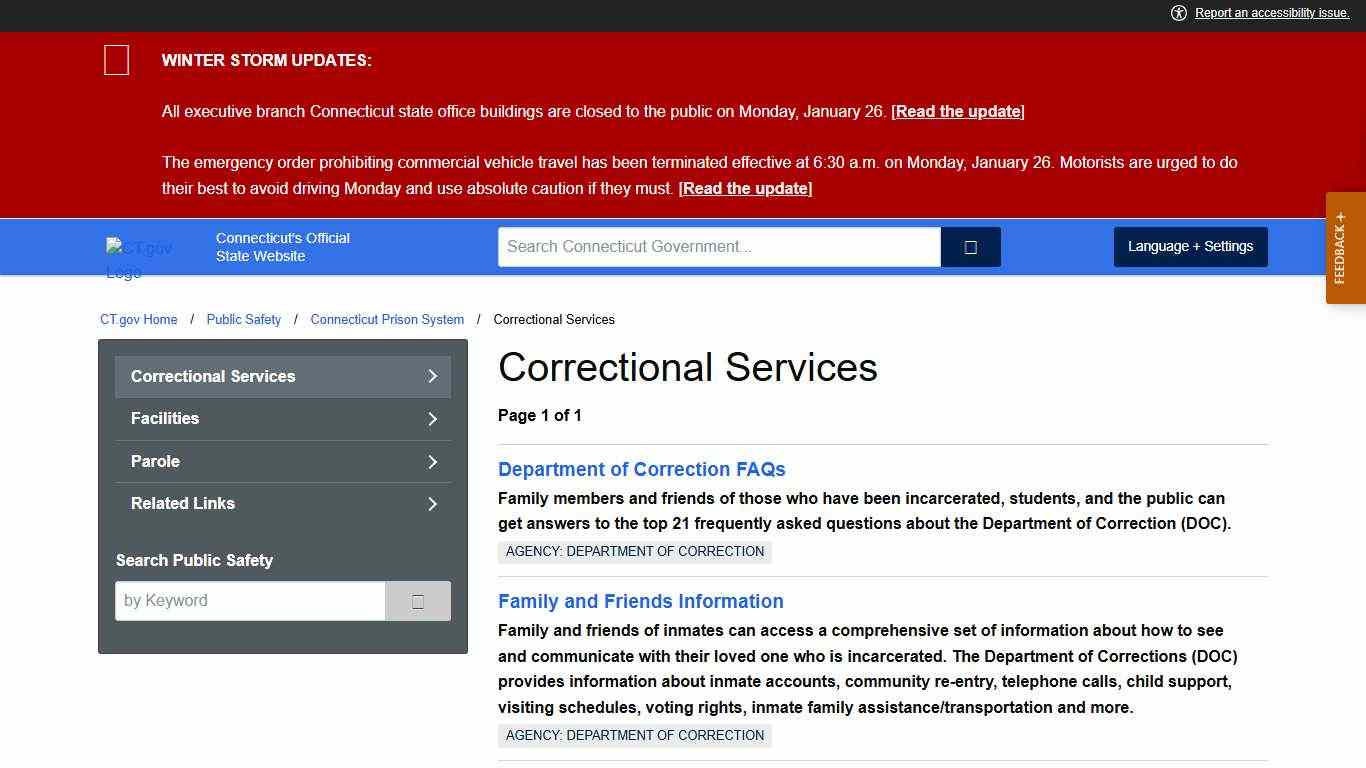 CT.gov: Correctional Services